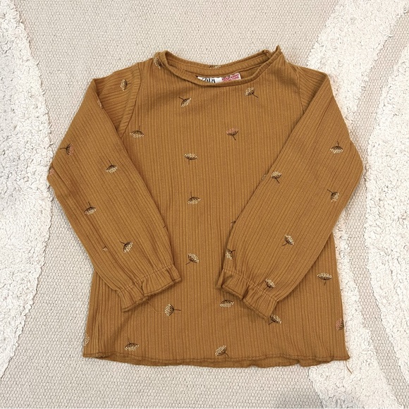 Zara Toddler Long Sleeved Floral Shirt & Ribbed Knit Leggings Size 18-24 months - Picture 2 of 4